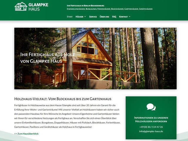 Webseite der Hausbaufirma Glampke Haus  der Agentur webamt.de