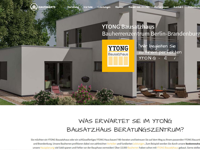 Webseite Bauherrenzentrum YTONG Bausatzhaus der Marketing Agentur webamt.de