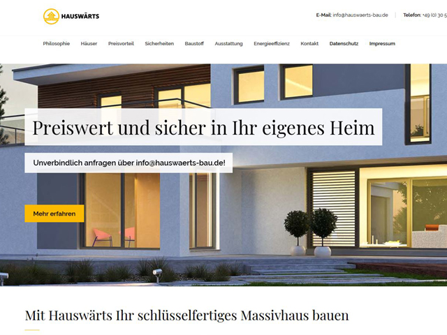 Webseite hauswaerts-bau.de der Marketing Agentur webamt.de