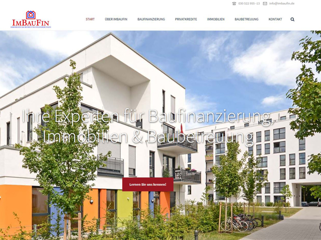 Webseite für die Baufinanzierung IMBAUFIN der Online Agentur webamt.de