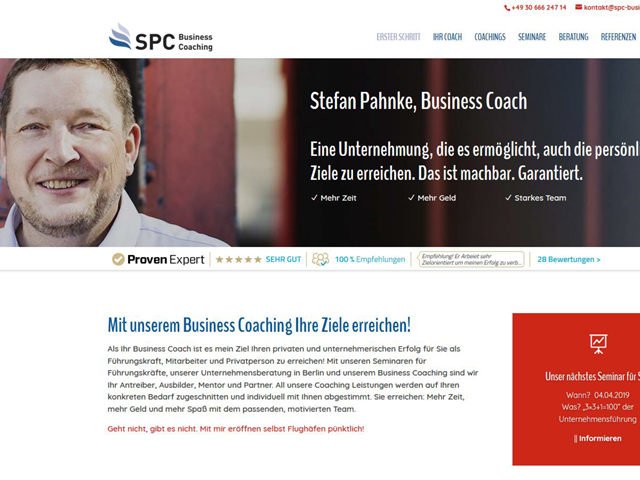 Webseite für SPC Business Coach  der Online Marketing Agentur webamt.de