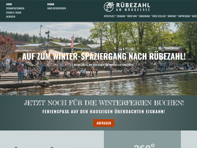 Webseite für den Biergarten Rübezahl am Müggelsee der Online Marketing Agentur webamt.de
