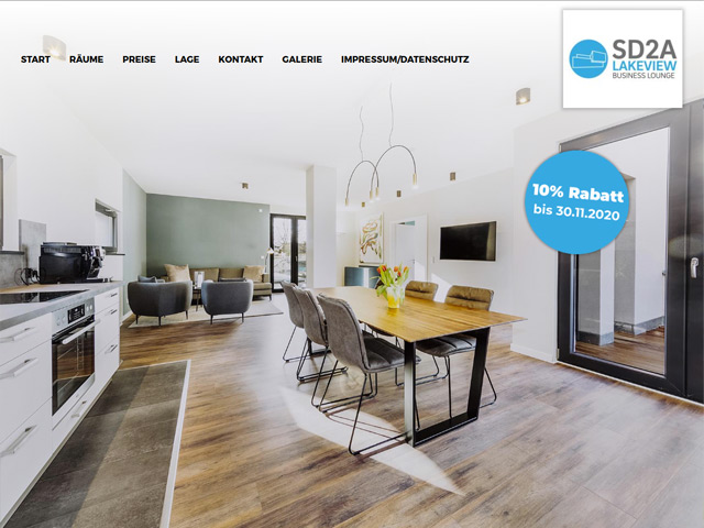 Webpage der SD2A Business Lounge der Agentur webamt.de
