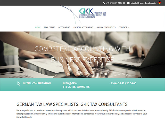 Webpage der GKK Tax consultants von der Agentur webamt.de