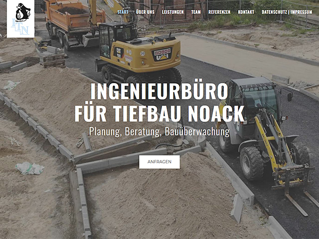 Webseite des Ingenieurbüros für Tiefbau Noack von der Online Marketing Agentur webamt.de