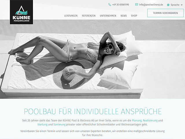 Webseite der KÜHNE Pool & Wellness AG von der Online Marketing Agentur webamt.de