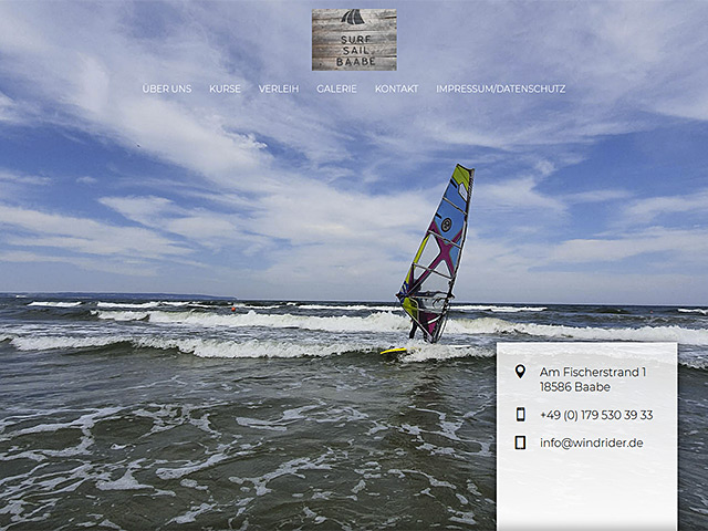 Webseite von Surf & Sail Baabe von der Online Marketing Agentur webamt.de